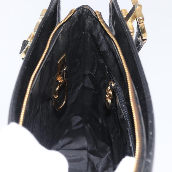Salvatore Ferragamo Gancini Shoulder Bag Leather Black Gold Auth AMZ436