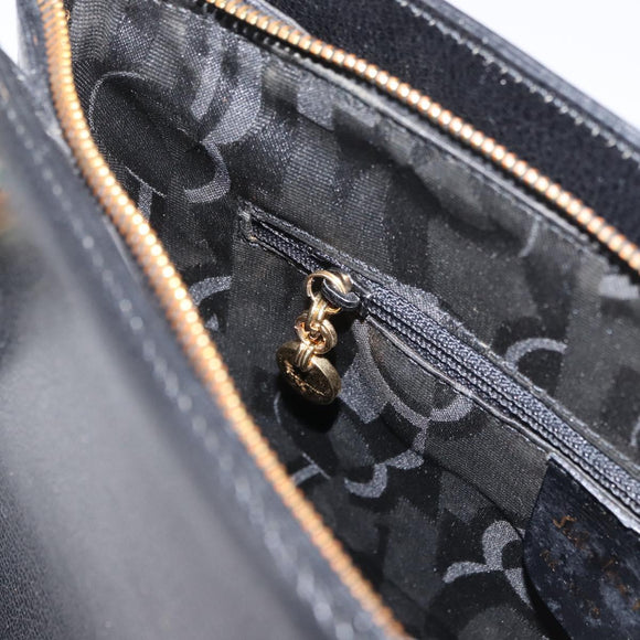 Salvatore Ferragamo Gancini Shoulder Bag Leather Black Gold Auth AMZ436