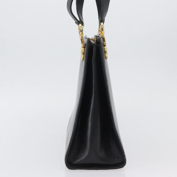 Salvatore Ferragamo Gancini Shoulder Bag Leather Black Gold Auth AMZ436