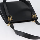 Salvatore Ferragamo Gancini Shoulder Bag Leather Black Gold Auth AMZ436-6