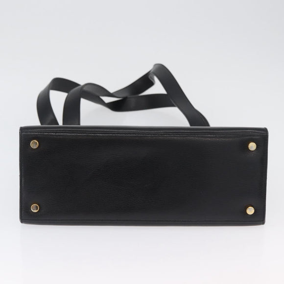 Salvatore Ferragamo Gancini Shoulder Bag Leather Black Gold Auth AMZ436