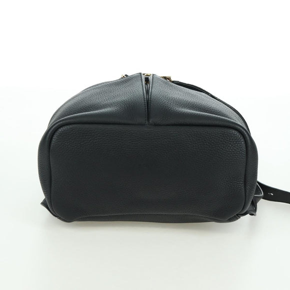 Salvatore Ferragamo Gancini Backpack Leather Black Gold Auth AMZ437V