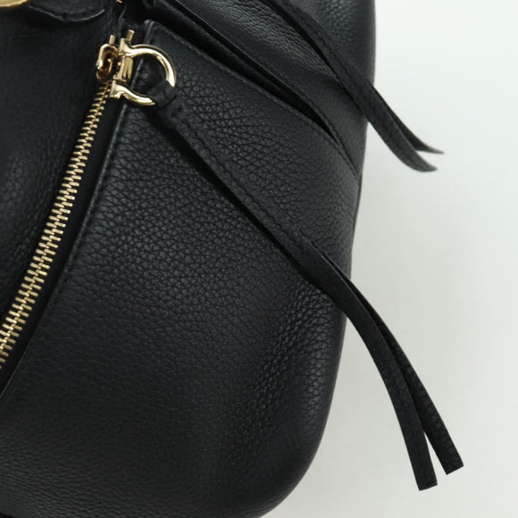 Salvatore Ferragamo Gancini Backpack Leather Black Gold Auth AMZ437V