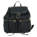 Salvatore Ferragamo Gancini Backpack Leather Black Gold Auth AMZ437V-13