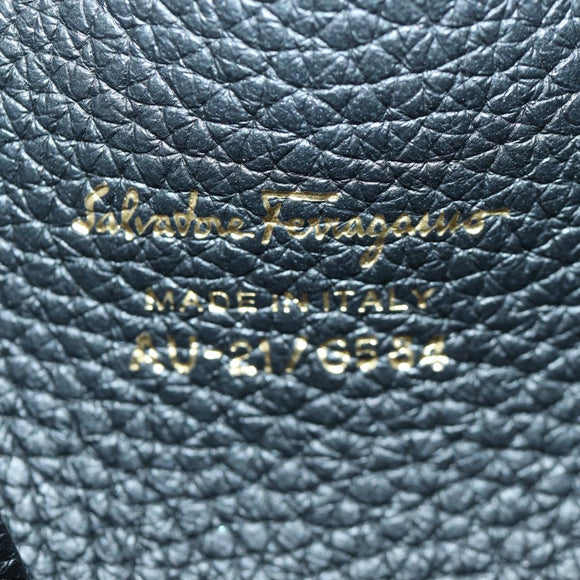 Salvatore Ferragamo Gancini Backpack Leather Black Gold Auth AMZ437V