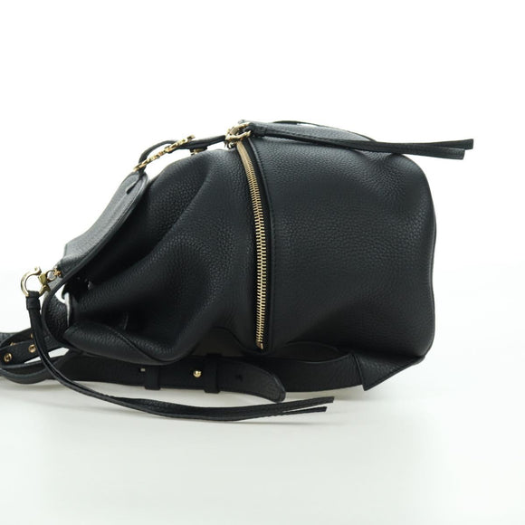 Salvatore Ferragamo Gancini Backpack Leather Black Gold Auth AMZ437V