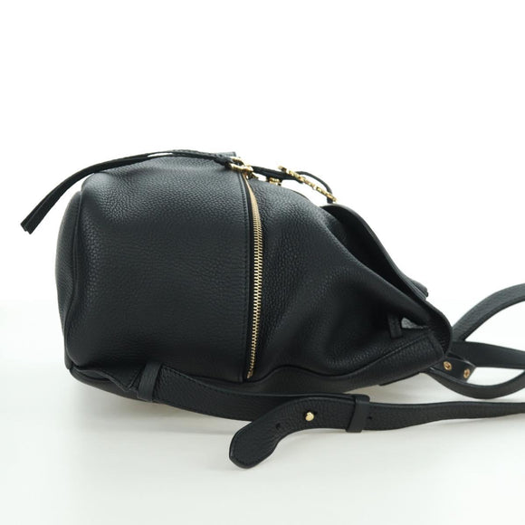 Salvatore Ferragamo Gancini Backpack Leather Black Gold Auth AMZ437V