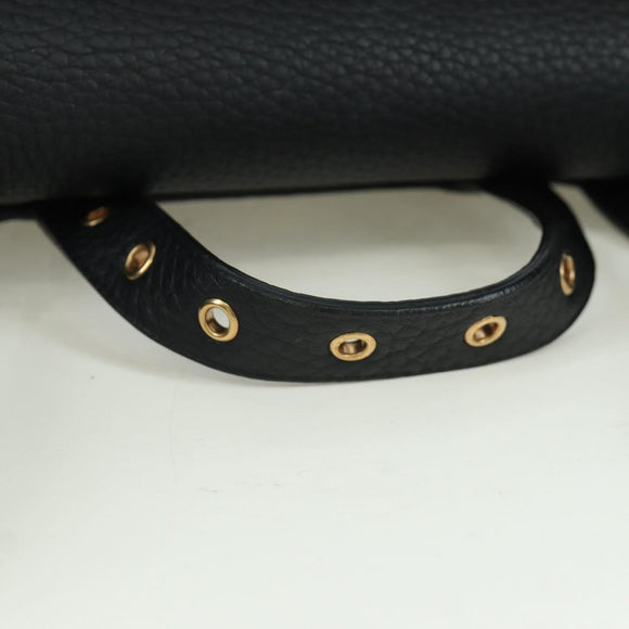 Salvatore Ferragamo Gancini Backpack Leather Black Gold Auth AMZ437V
