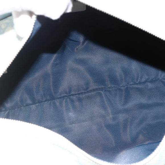 Christian Dior Trotter Canvas Boston Bag PVC Light Blue Silver Auth AMZ439