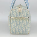 Christian Dior Trotter Canvas Boston Bag PVC Light Blue Silver Auth AMZ439-3