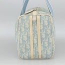 Christian Dior Trotter Canvas Boston Bag PVC Light Blue Silver Auth AMZ439-4