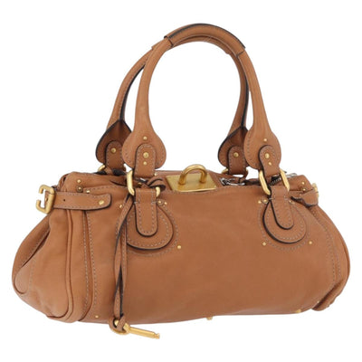 Chloe Paddington Hand Bag Leather Brown Silver gold Auth AMZ440A