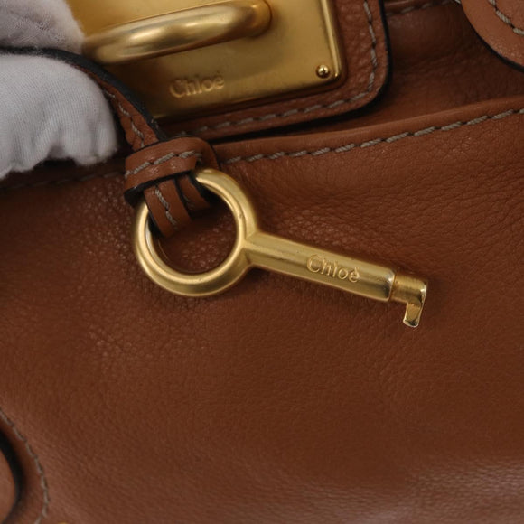Chloe Paddington Handtasche Leder Braun Silber Gold Auth AMZ440A