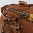 Chloe Paddington Hand Bag Leather Brown Silver gold Auth AMZ440A-17