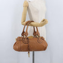 Chloe Paddington Hand Bag Leather Brown Silver gold Auth AMZ440A-26