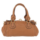 Chloe Paddington Hand Bag Leather Brown Silver gold Auth AMZ440A-3