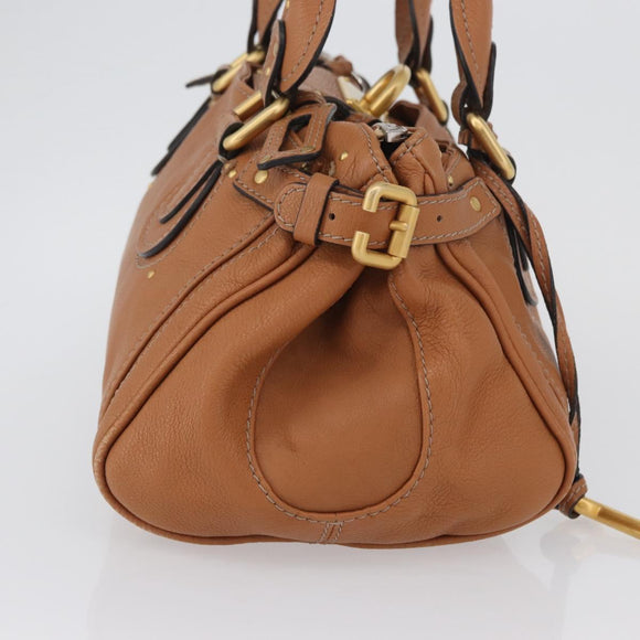 Chloe Paddington Handtasche Leder Braun Silber Gold Auth AMZ440A