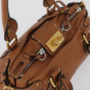 Chloe Paddington Hand Bag Leather Brown Silver gold Auth AMZ440A-6