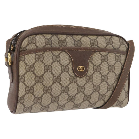 GUCCI GG Supreme Shoulder Bag PVC Beige Gold 001 58 6594 Auth AMZ443