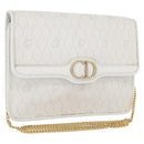 Christian Dior Honeycomb Canvas Chain Shoulder Bag PVC White Gold Auth AMZ444-1