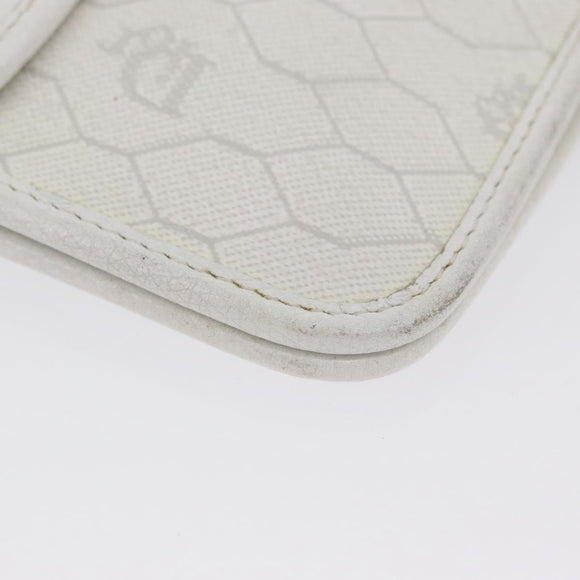 Christian Dior Honeycomb Canvas Chain Shoulder Bag PVC White Gold Auth AMZ444