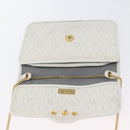 Christian Dior Honeycomb Canvas Chain Shoulder Bag PVC White Gold Auth AMZ444-10