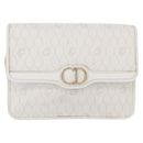 Christian Dior Honeycomb Canvas Chain Shoulder Bag PVC White Gold Auth AMZ444-13