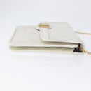 Christian Dior Honeycomb Canvas Chain Shoulder Bag PVC White Gold Auth AMZ444-3