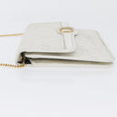 Christian Dior Honeycomb Canvas Chain Shoulder Bag PVC White Gold Auth AMZ444-4