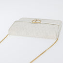 Christian Dior Honeycomb Canvas Chain Shoulder Bag PVC White Gold Auth AMZ444-6