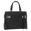 Salvatore Ferragamo Gancini Hand Bag Leather 2way Black Silver Auth AMZ445-1
