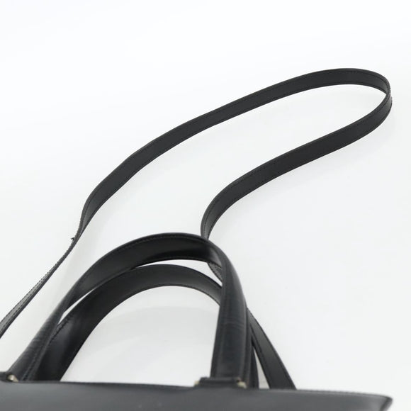 Salvatore Ferragamo Gancini Hand Bag Leather 2way Black Silver Auth AMZ445