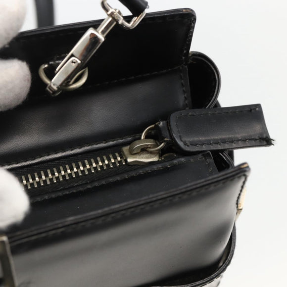 Salvatore Ferragamo Gancini Hand Bag Leather 2way Black Silver Auth AMZ445