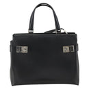 Salvatore Ferragamo Gancini Hand Bag Leather 2way Black Silver Auth AMZ445-13