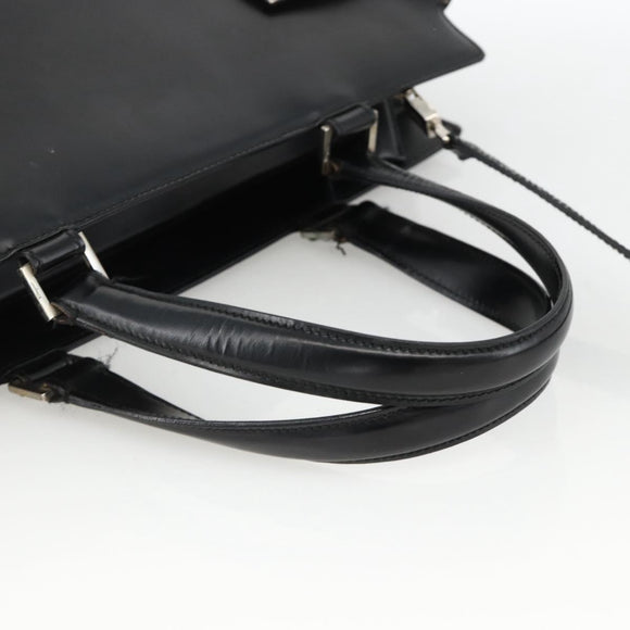 Salvatore Ferragamo Gancini Hand Bag Leather 2way Black Silver Auth AMZ445