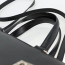 Salvatore Ferragamo Gancini Hand Bag Leather 2way Black Silver Auth AMZ445-14