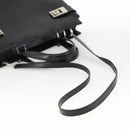 Salvatore Ferragamo Gancini Hand Bag Leather 2way Black Silver Auth AMZ445-8