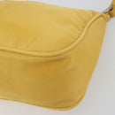 PRADA Hand Pouch Bag Nylon Yellow Silver Auth AMZ450-14