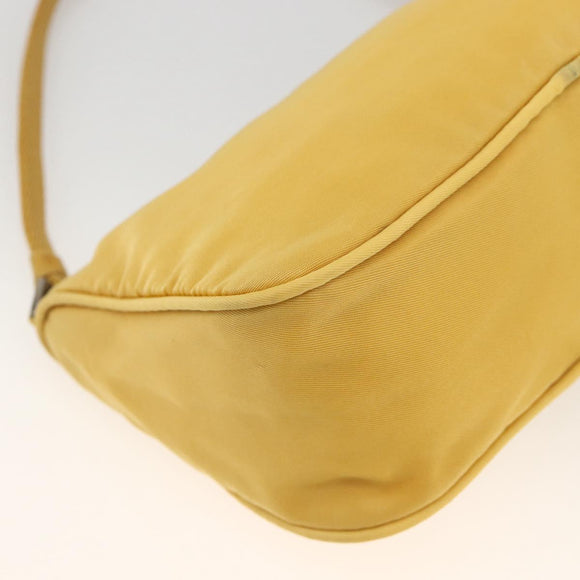 PRADA Hand Pouch Bag Nylon Yellow Silver Auth AMZ450