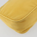 PRADA Hand Pouch Bag Nylon Yellow Silver Auth AMZ450-17