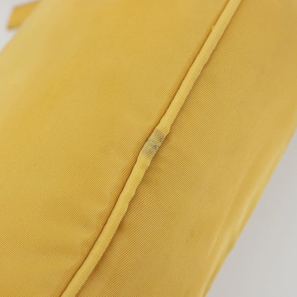 PRADA Hand Pouch Bag Nylon Yellow Silver Auth AMZ450