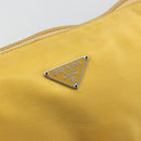 PRADA Hand Pouch Bag Nylon Yellow Silver Auth AMZ450-10