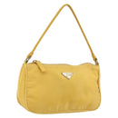 PRADA Hand Pouch Bag Nylon Yellow Silver Auth AMZ450-1