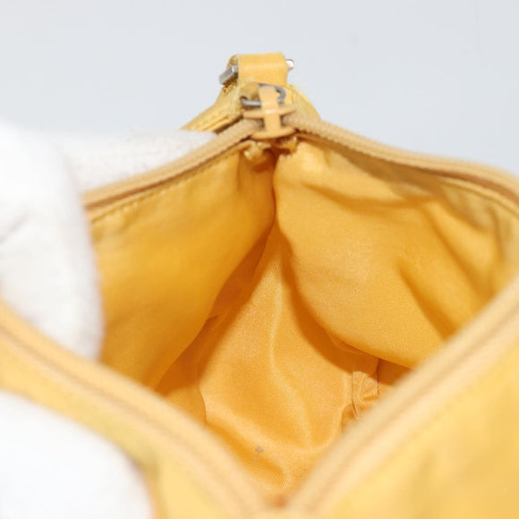PRADA Hand Pouch Bag Nylon Yellow Silver Auth AMZ450