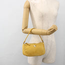 PRADA Hand Pouch Bag Nylon Yellow Silver Auth AMZ450-22