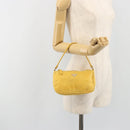 PRADA Hand Pouch Bag Nylon Yellow Silver Auth AMZ450-24