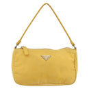 PRADA Hand Pouch Bag Nylon Yellow Silver Auth AMZ450-13
