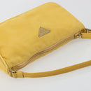 PRADA Hand Pouch Bag Nylon Yellow Silver Auth AMZ450-6