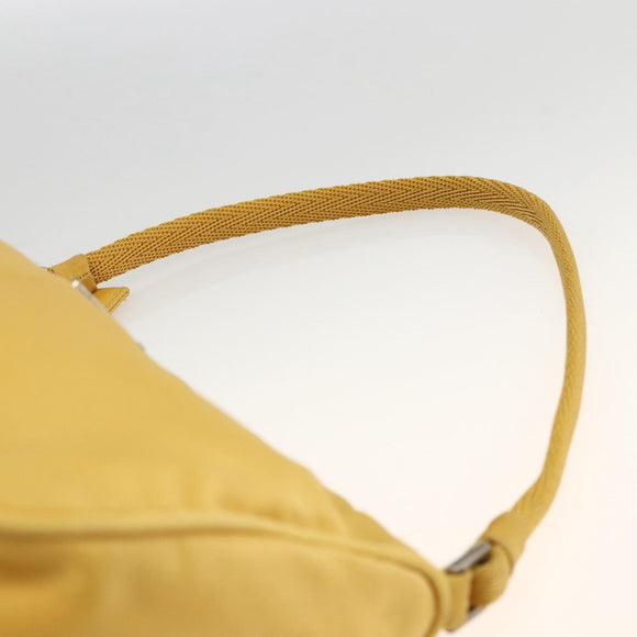 PRADA Hand Pouch Bag Nylon Yellow Silver Auth AMZ450