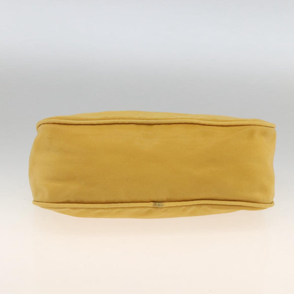 PRADA Hand Pouch Bag Nylon Yellow Silver Auth AMZ450